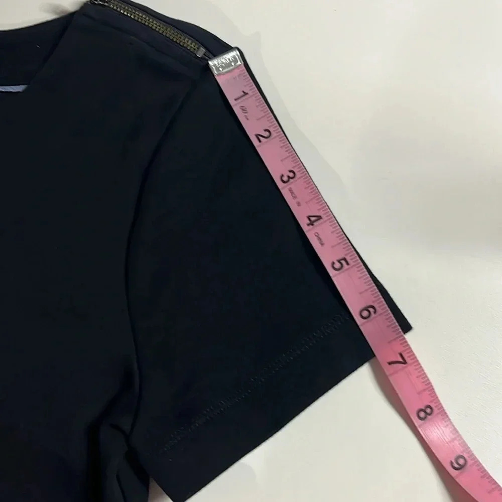 NWT Talbots dress 100% cotton black dress bottom slit shoulder zipper size small - Picture 6 of 10